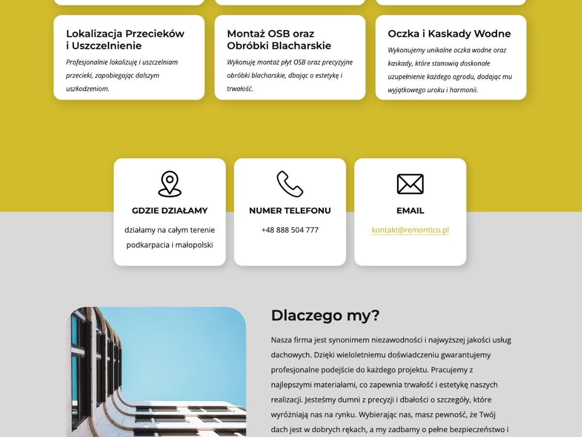 Strona internetowa dla klienta „Remontico