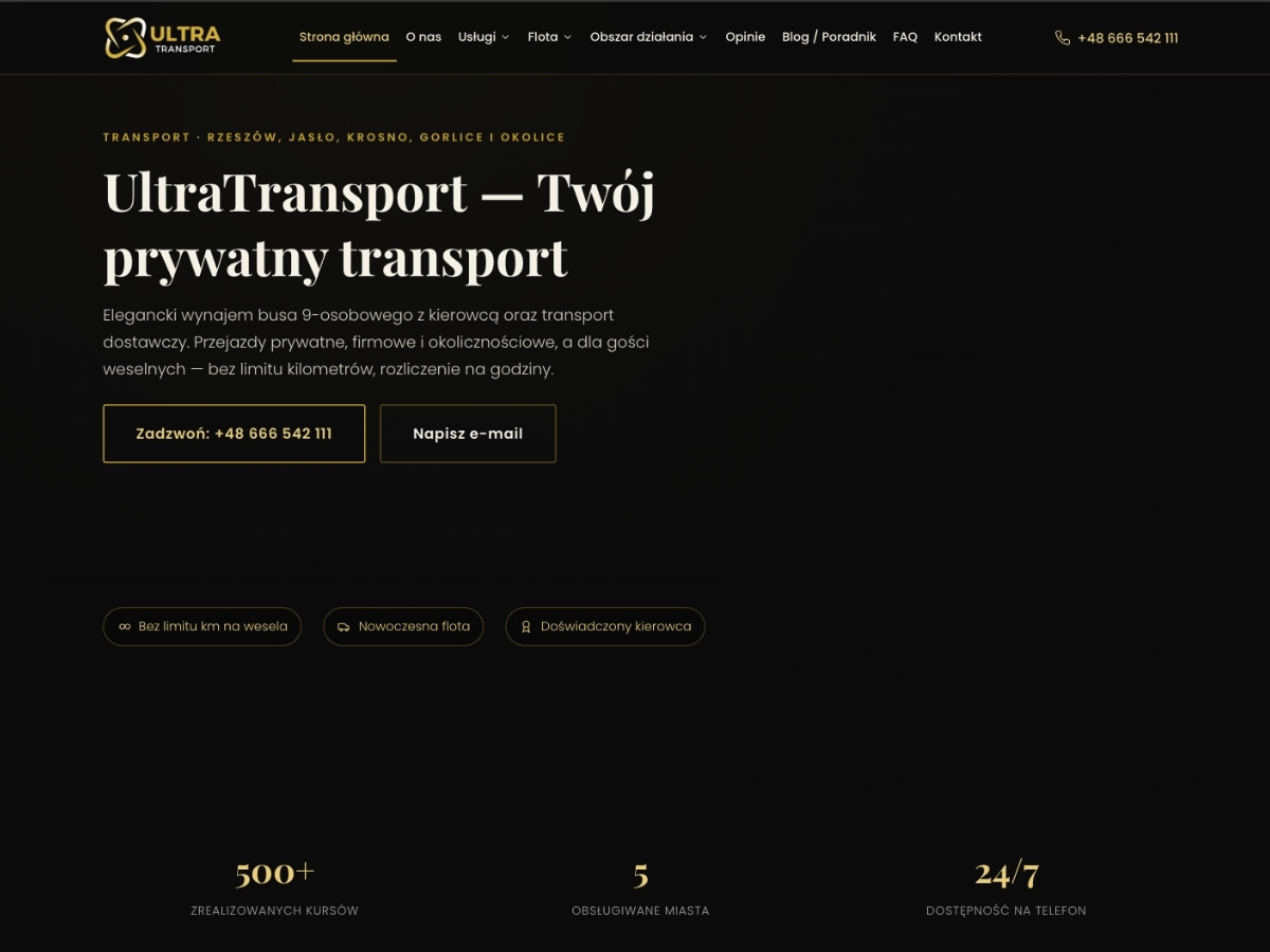 Strona internetowa dla klienta „Ultra Transport